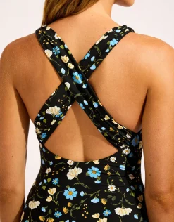 Modern Romance Cross Back Swimsuit - Black