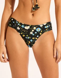 Modern Romance Ruched Side Retro Bikini Pant - Black