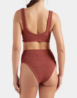 Nadine Bikini Set with Gold Hoop - Metallic Rosewood