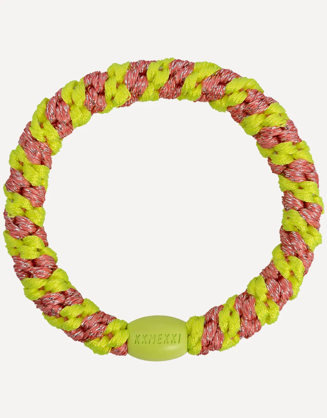 Original Hair Tie - Coral Neon Yellow Stripe