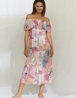 Paisley Savage Off the Shoulder Dress - Muted Pastels