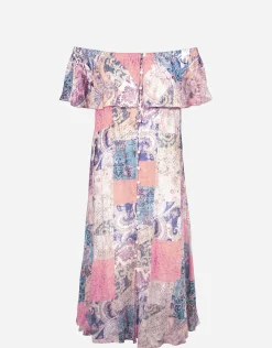 Paisley Savage Off the Shoulder Dress - Muted Pastels