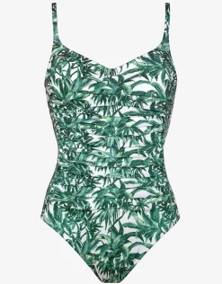 Palmette Ruched Underwired Swimsuit - Jungle Veil