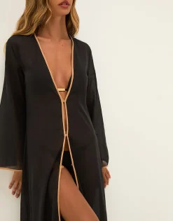 Peony Long Cover Up - Black