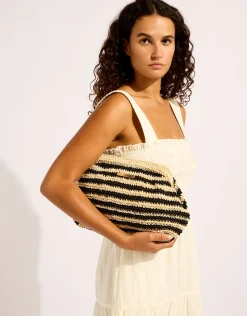Raffia Stripe Pouch Bag