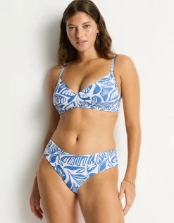 Reef Cross Front Bra Bikini Top - Denim Blue