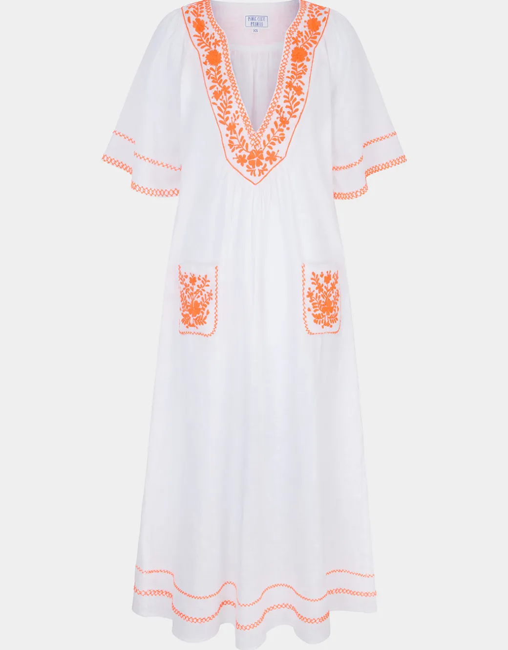 Rhodes Kaftan - White and Orange