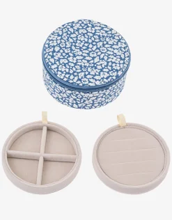 Round Jewellery Box - Liberty Feather Blue