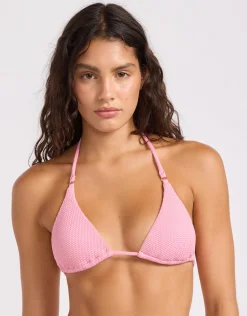 Sea Dive Slide Tri Bikini Top - Pop Pink