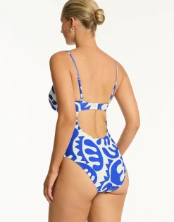 Seascape Balconette Swimsuit - Blue