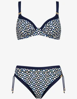 Seaside Dining Underwired Bikini Set - Navy Cream