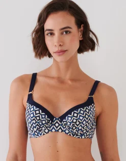Seaside Dining Underwired Bikini Set - Navy Cream