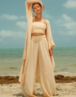Sequin Palazzo Pants - Melon