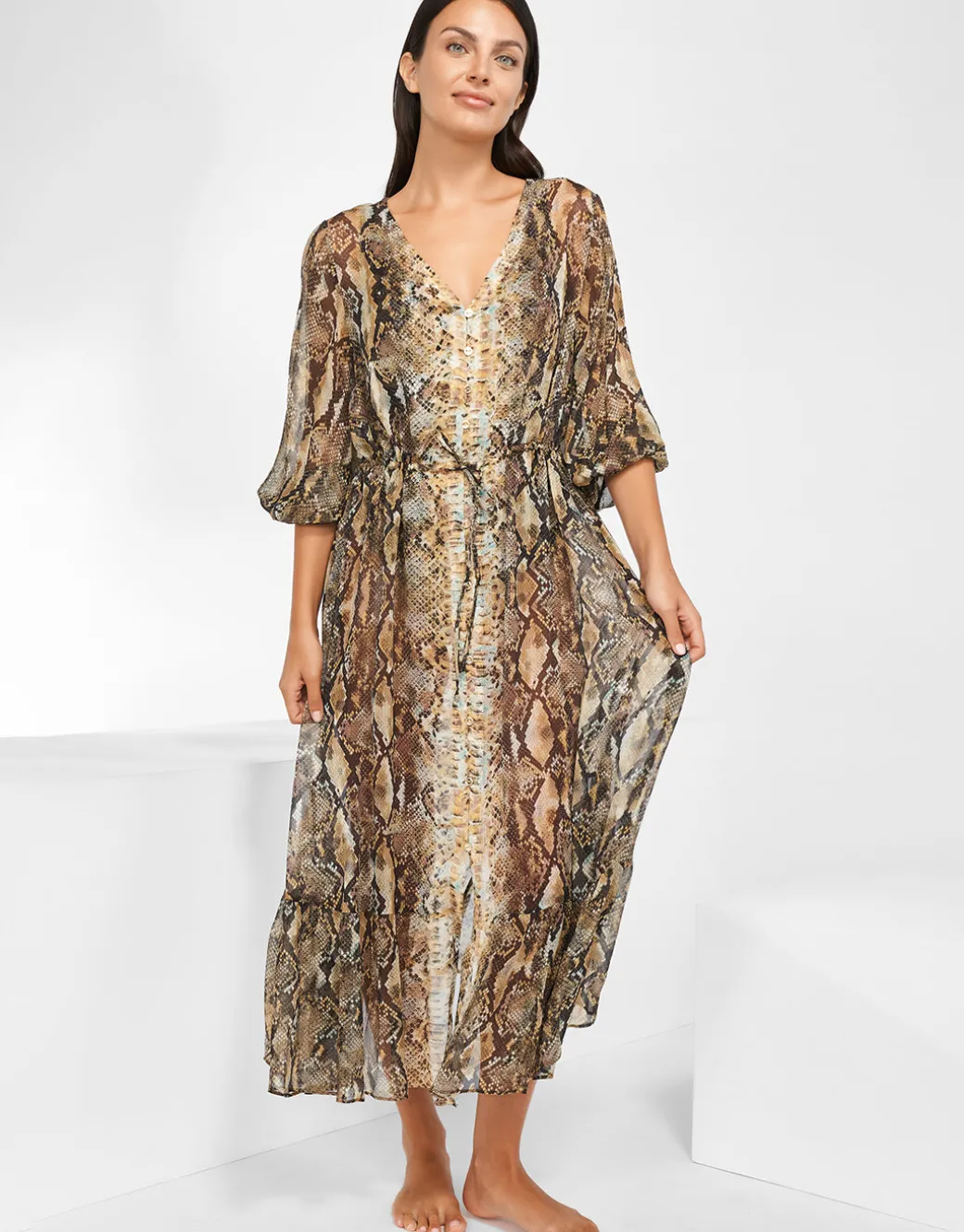 Serpent Long Blouse Dress - Python