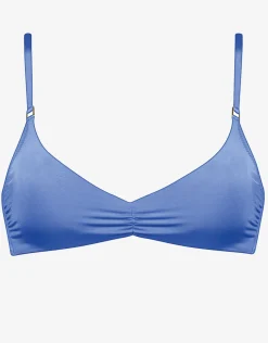 Shimmering Solids Gathered Crop Bikini Top - Spring Water