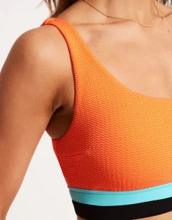 Slice of Splice One Shoulder Bikini Top - Tango