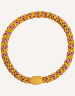 Slim Hair Tie - Coral Glitter Stripe