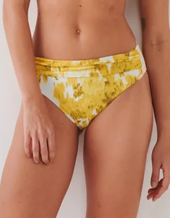 Soft Focus Florals Ruched Band Bikini Pant - Vivid Yellow