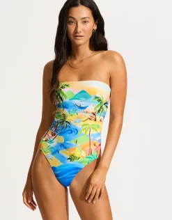 South Pacific Bandeau Swimsuit - Turquoise