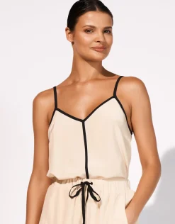 Stratum Silk Cami Top - Sand Black