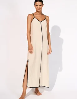 Stratum Silk Maxi Dress - Sand Black