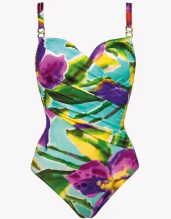 Summer Aquarelle Moulded Underwired Swimsuit - Aqua Iris