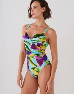 Summer Aquarelle Moulded Underwired Swimsuit - Aqua Iris