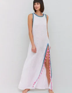 Tassel Slit Dress - White