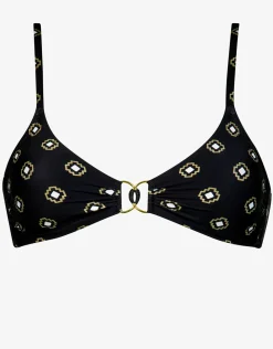 Tiles Craft Bralette Bikini Top - Black Neutrals