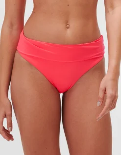 Timeless Fold Band Bikini Pant - Bright Coral