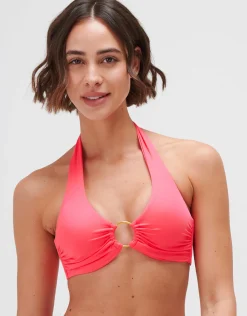 Timeless Underwired Halter Bikini Top - Bright Coral