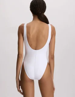 USA Logo Scoop Tank Swimsuit - White