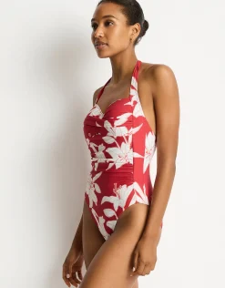 Veridian Twist Front Halter Multifit Swimsuit - Ruby
