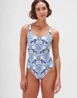 Zuri Square Neck Swimsuit - Porcelain